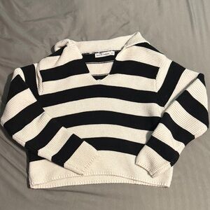 Black and White Striped Women's Sweater